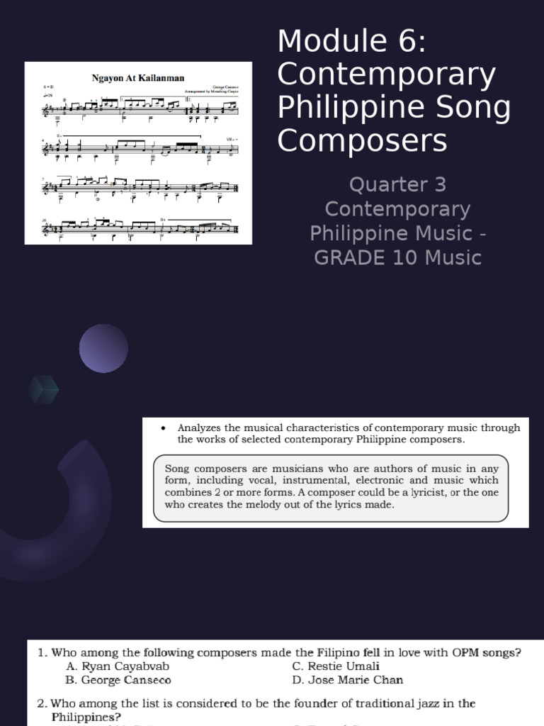Contemporary Philippine Song Composers | PDF | Performing Arts ...
