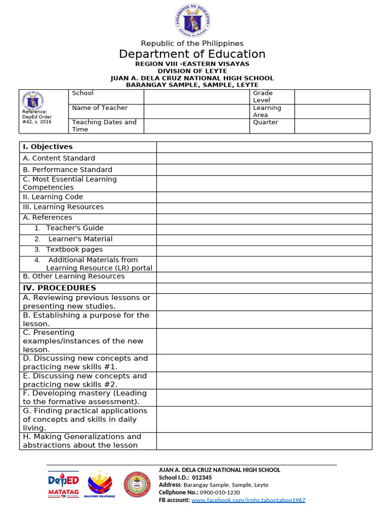 Template With Header landscapeMATATAG - Lesson Plan | PDF | Learning ...