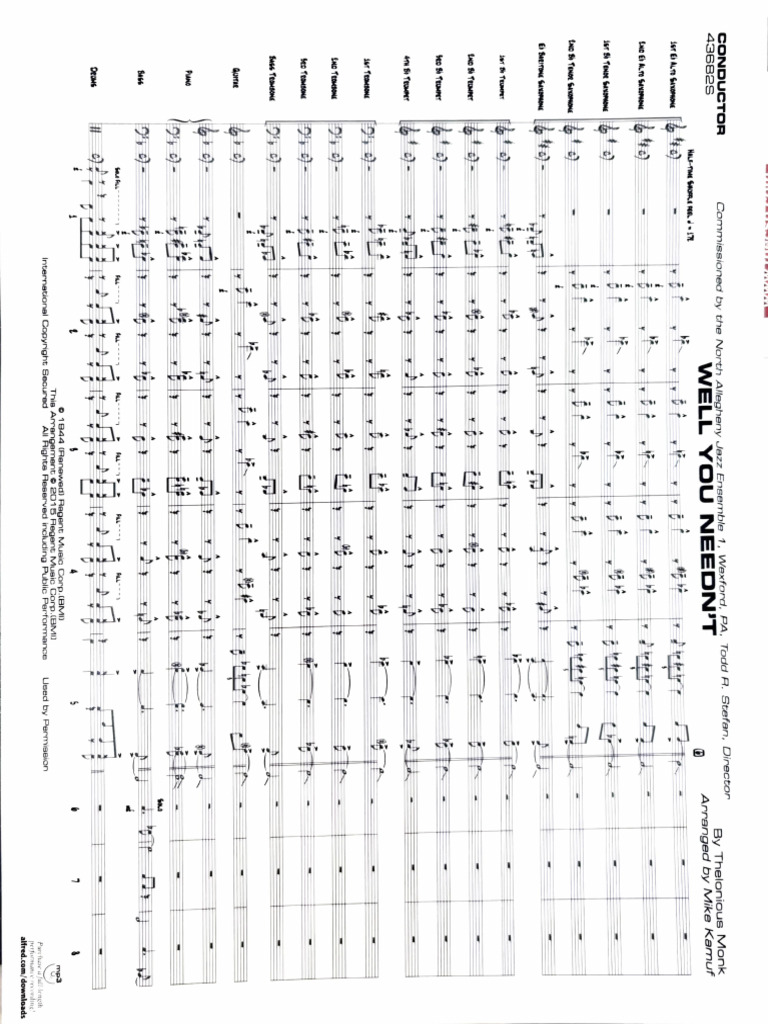 Well You Needn't Score | PDF