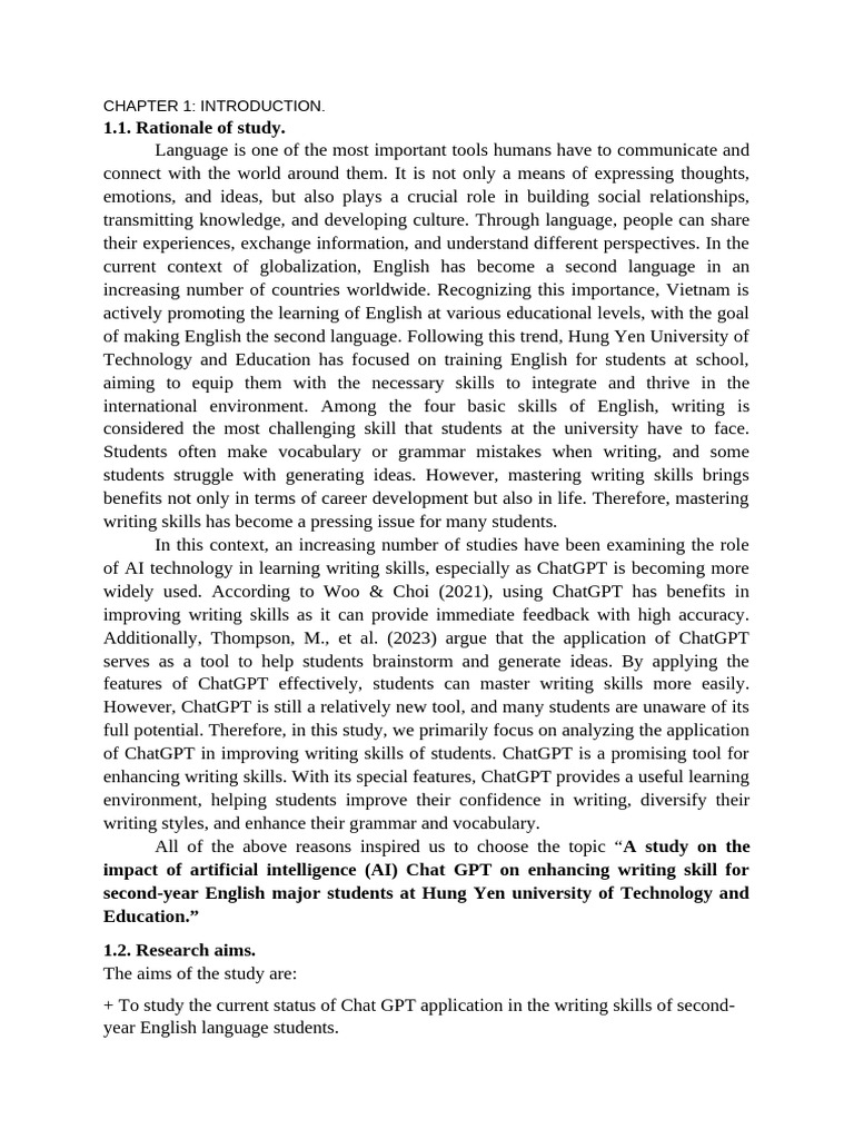 Enhancing Writing Skills with ChatGPT | PDF | Methodology | Artificial ...