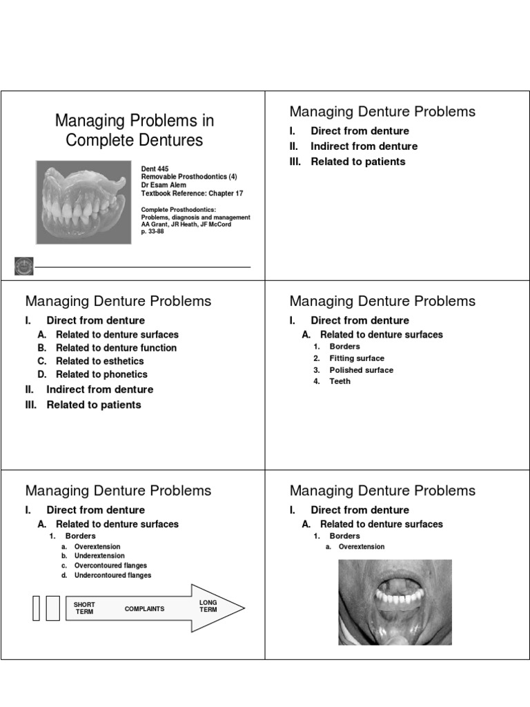 Troubleshooting Complete Denture Issues | PDF | Dentures | Tooth