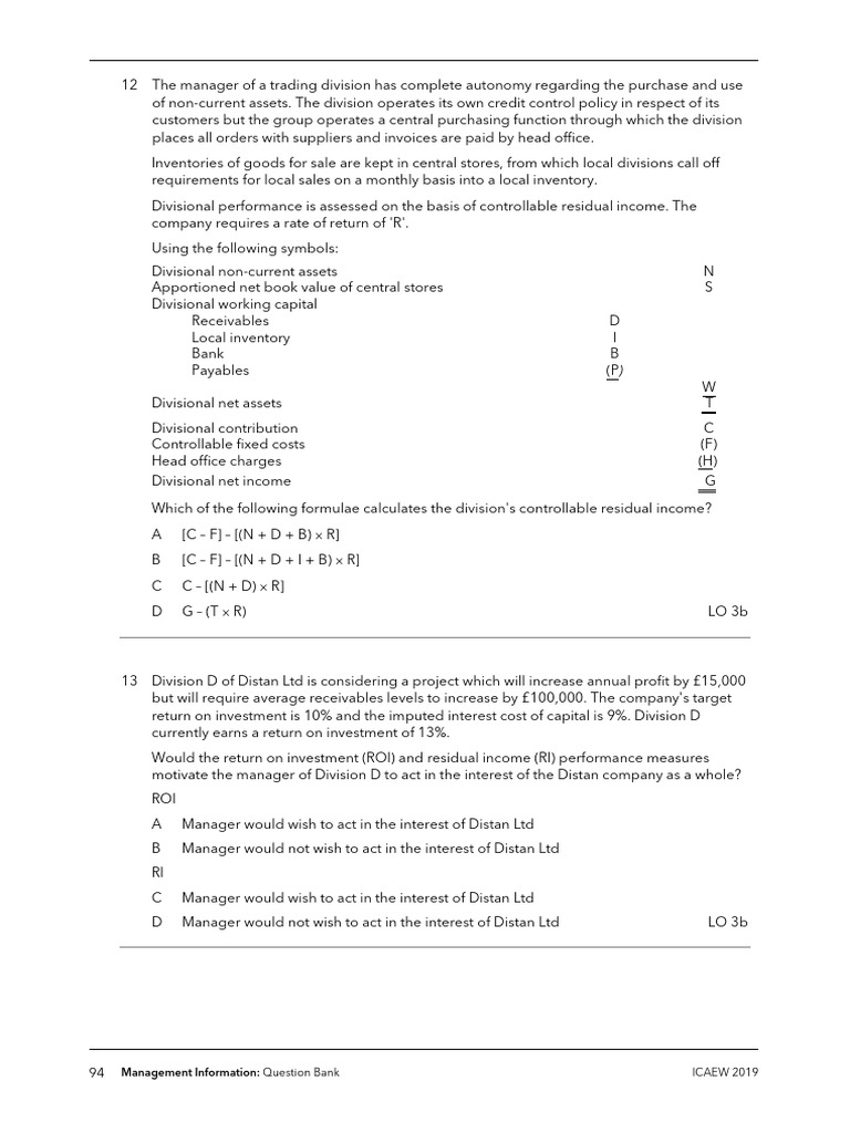 Management Information Section 10 | PDF | Return On Investment ...