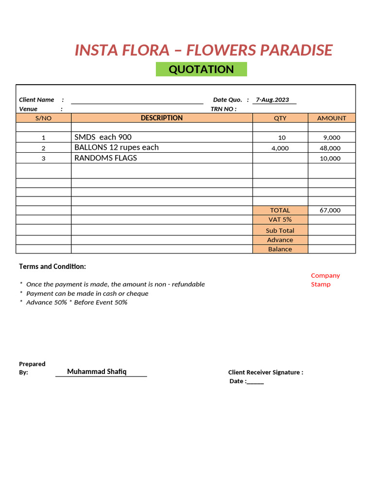 Quotation For Instaflora | PDF
