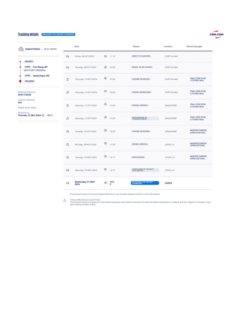 Container Detail Pdf Shipping