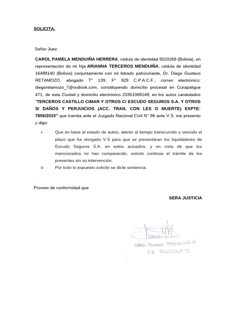 Solicitud de Sentencia en Caso Civil | PDF