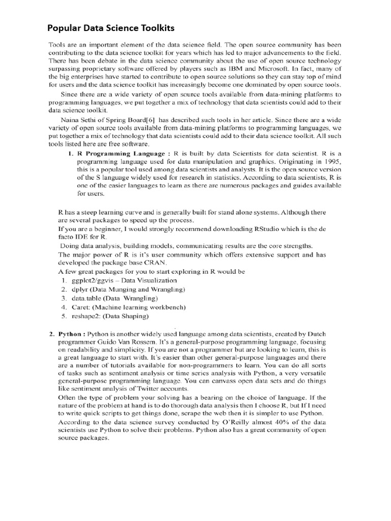 Top Data Science Toolkits Reviewed | PDF