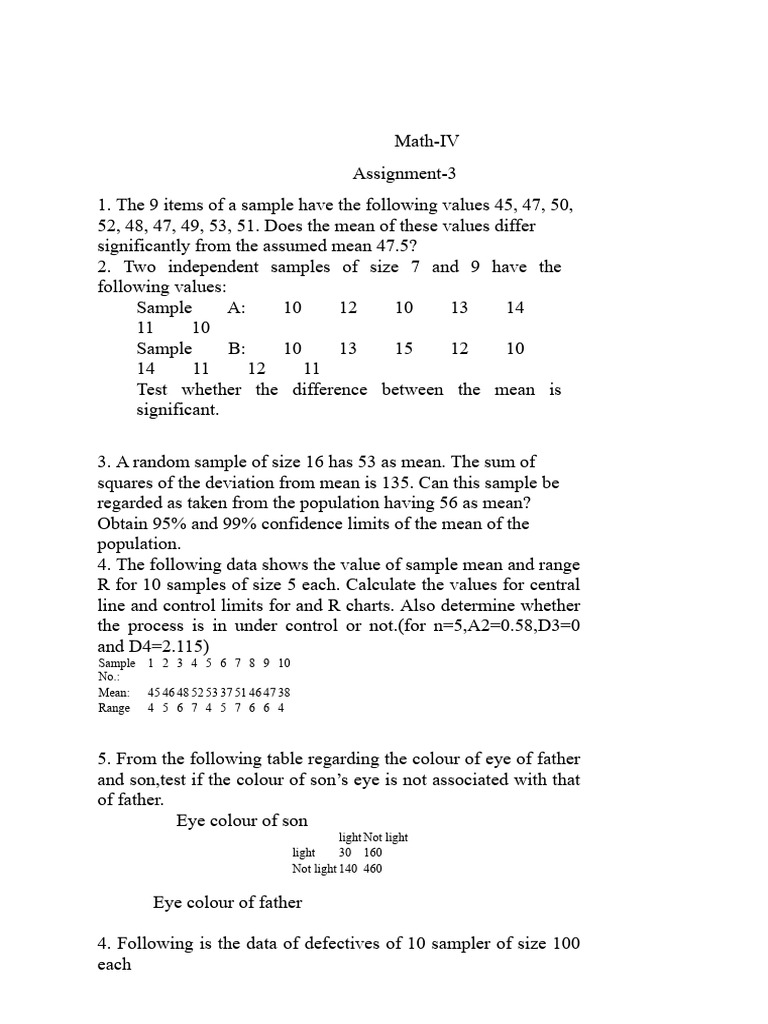 Statistical Analysis and Control Charts | PDF