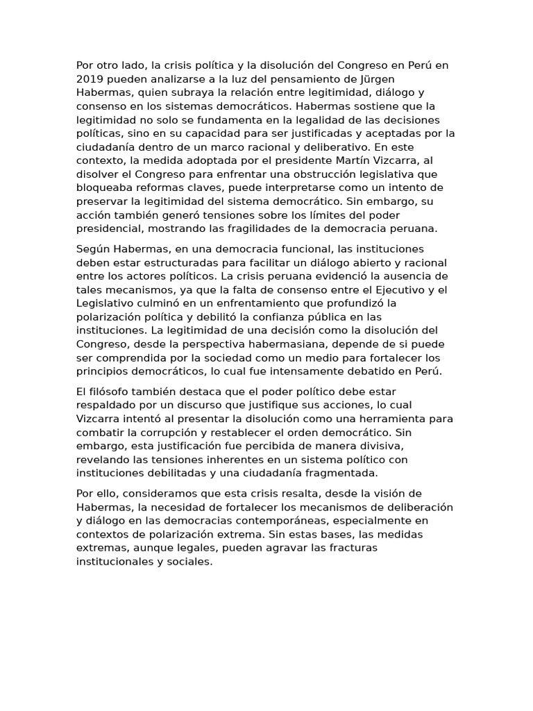 La Crisis Política y La Disolución Del Congreso en Perú en 2019 ...