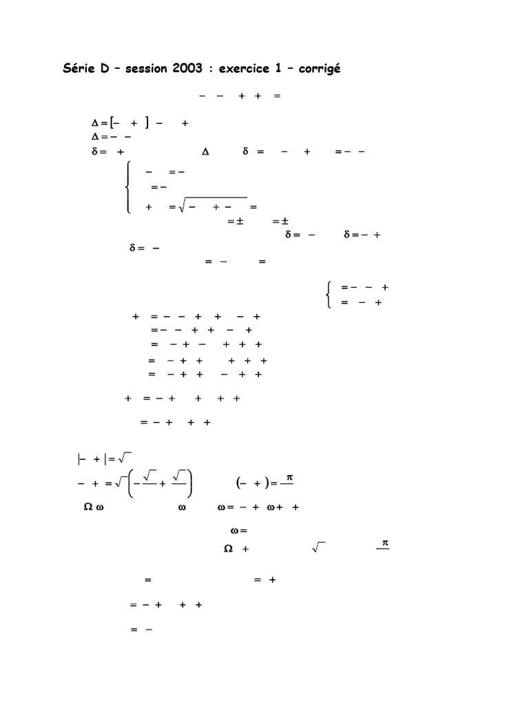 Corrigé Bac 2003 Maths Série D | PDF | Équations | Mathématiques