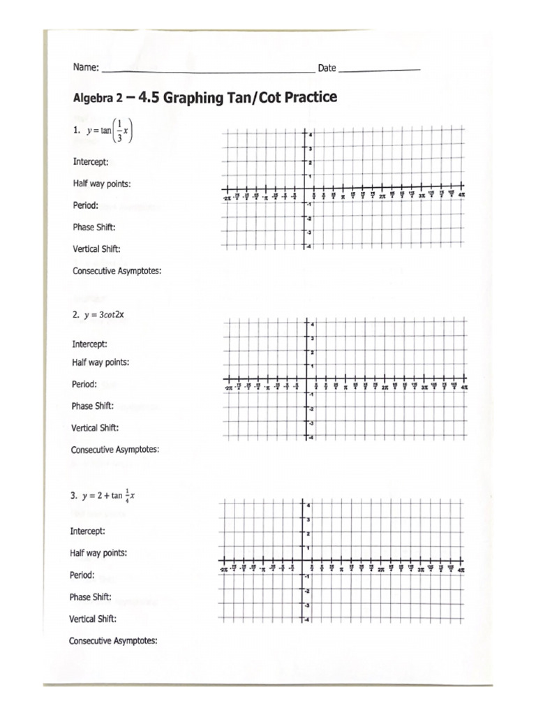 4.5 Graphing TanCot Practice Day 2 | PDF