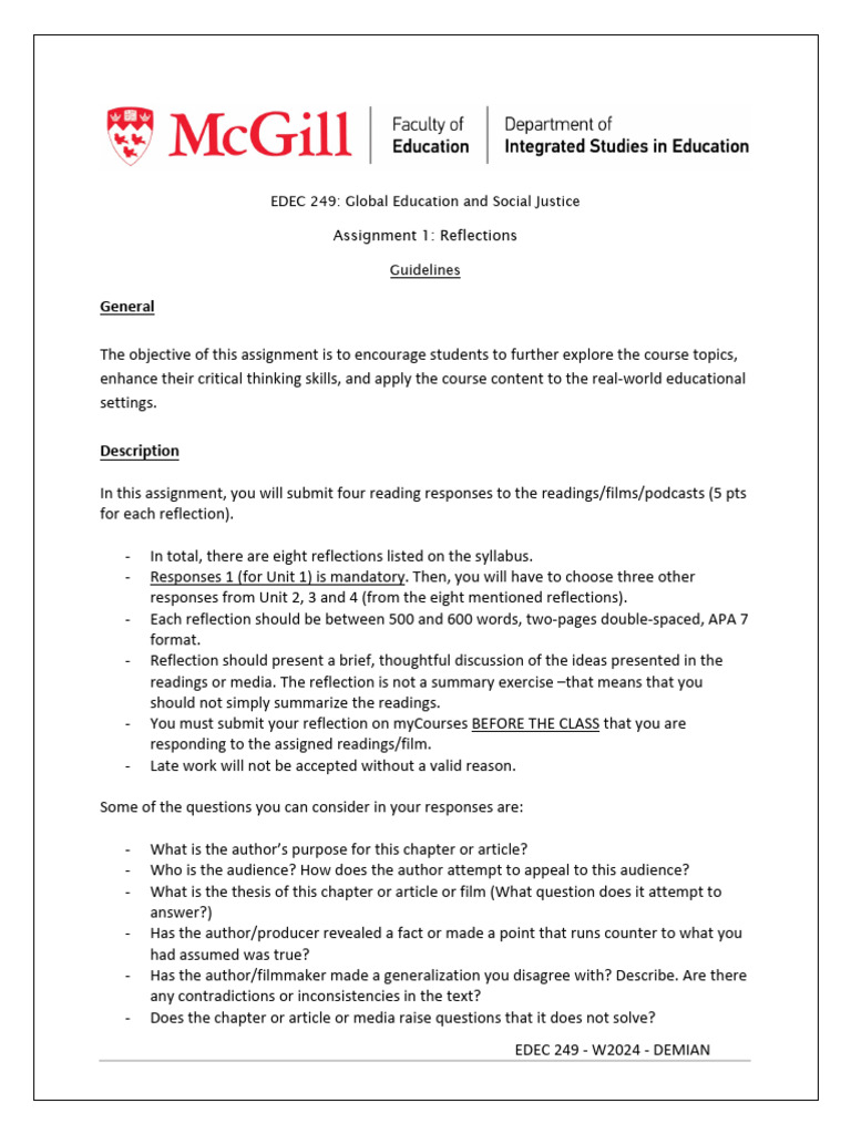 EDEC 249: Global Education Reflections | PDF | Cognitive Science ...
