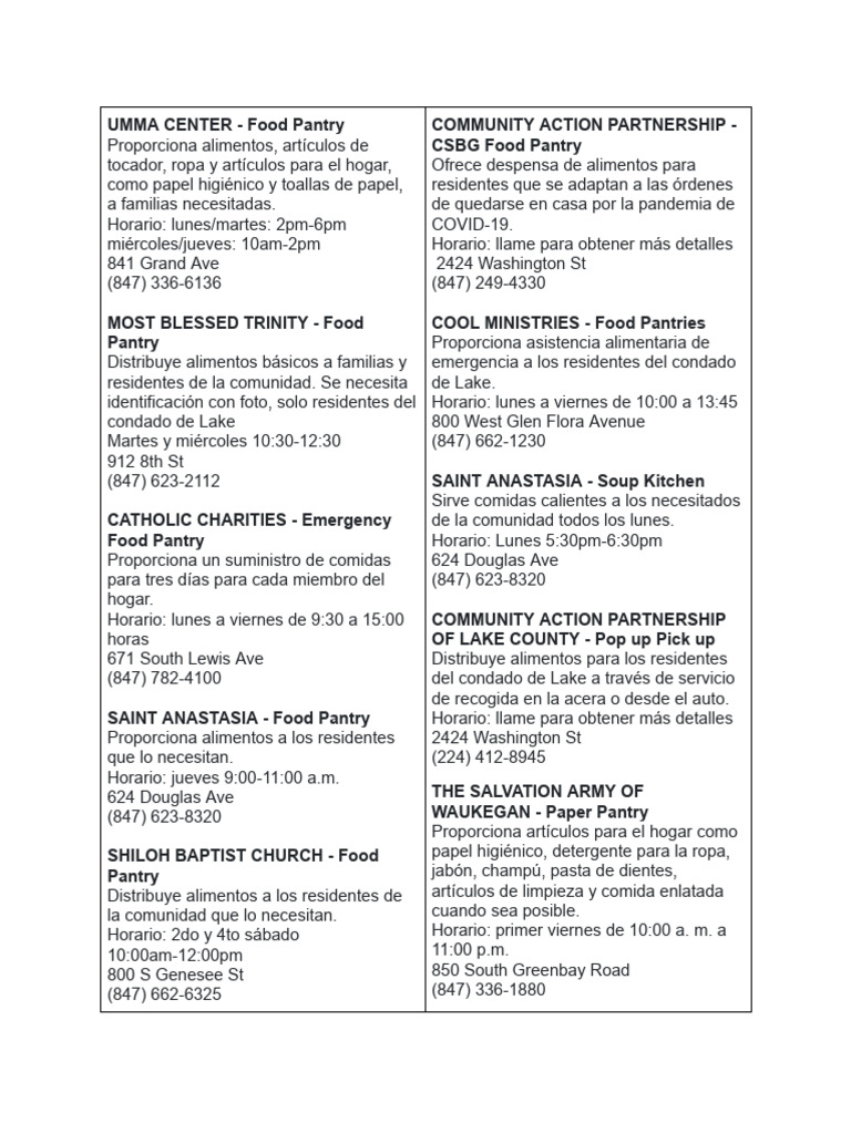 Waukegan Food Pantries | PDF