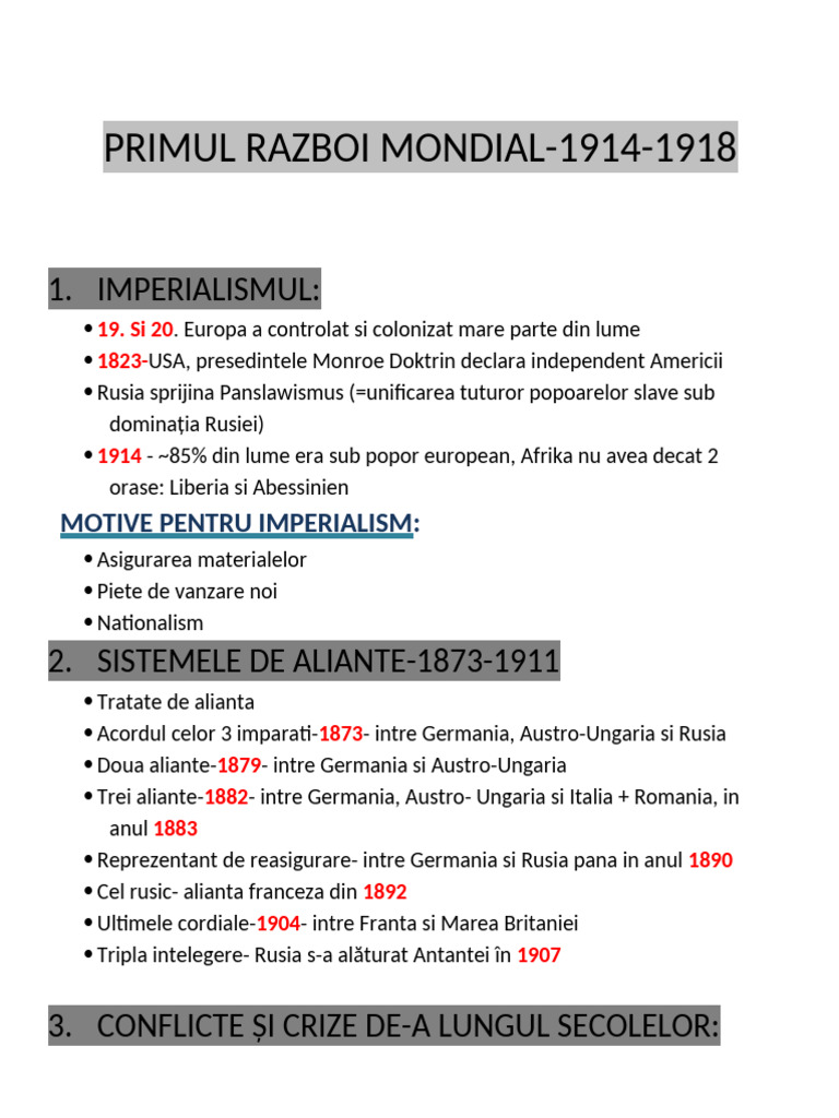 Primul Razboi Mondial | PDF
