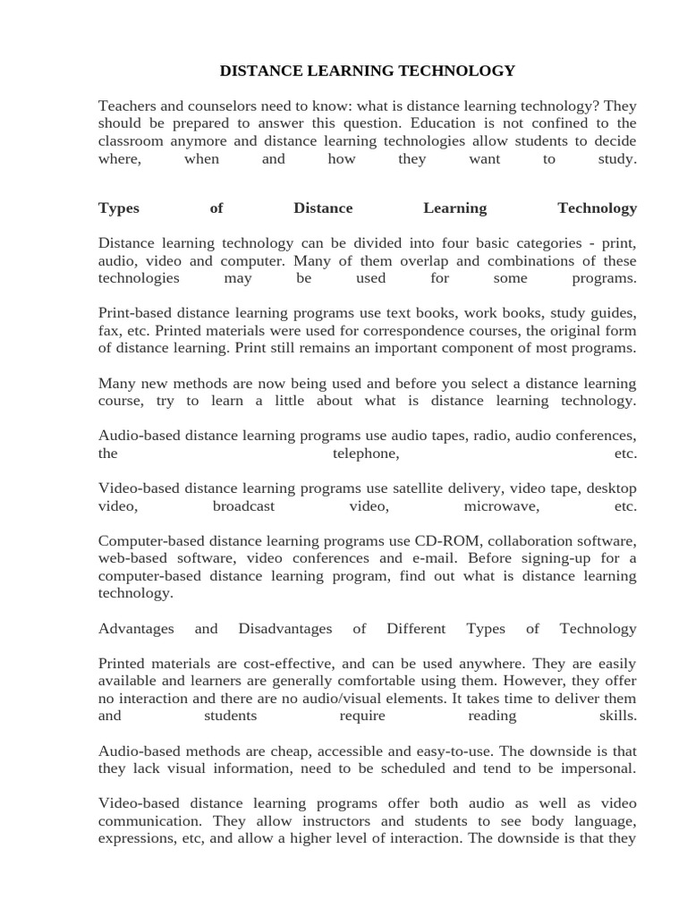 Understanding Distance Learning Technology | PDF | Distance Education ...