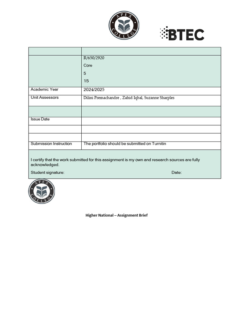 Unit 20 - Assignment Brief - Sep 23 (4) - 241209 - 193344 | PDF ...