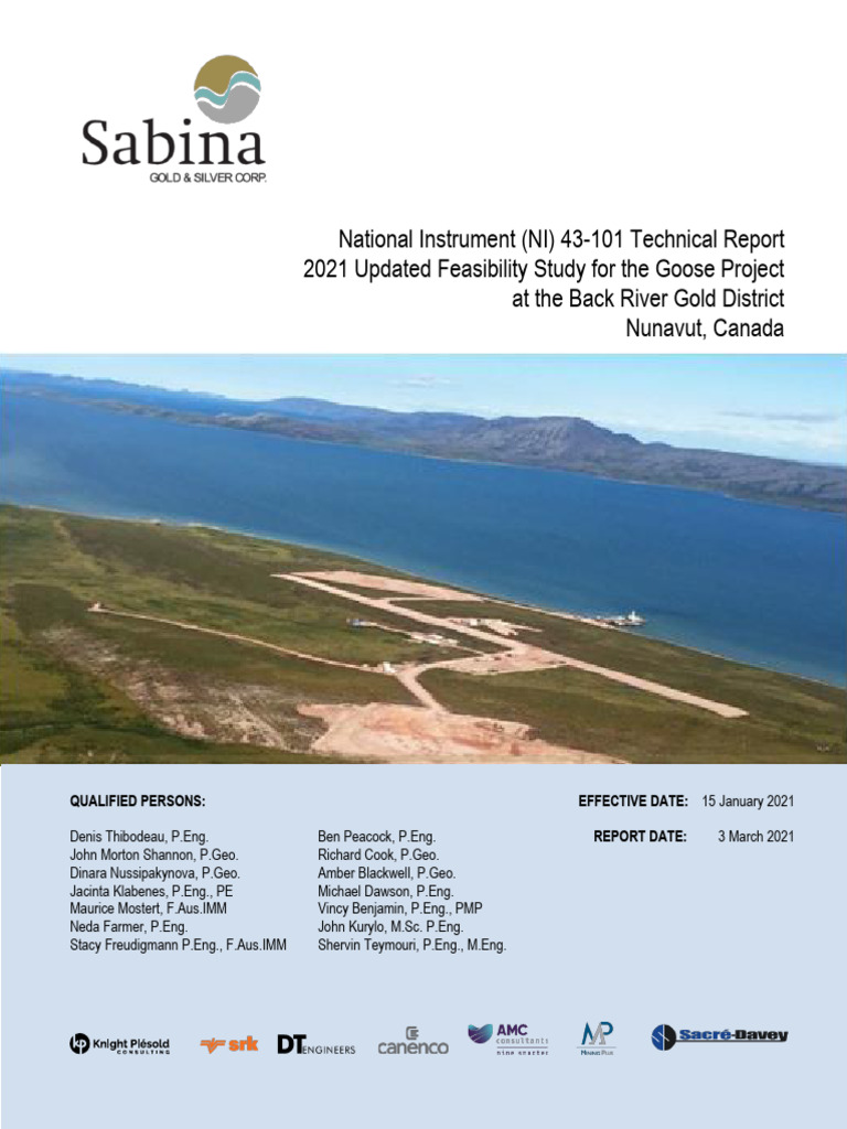 Back - River FS 01152021 | PDF | Mining