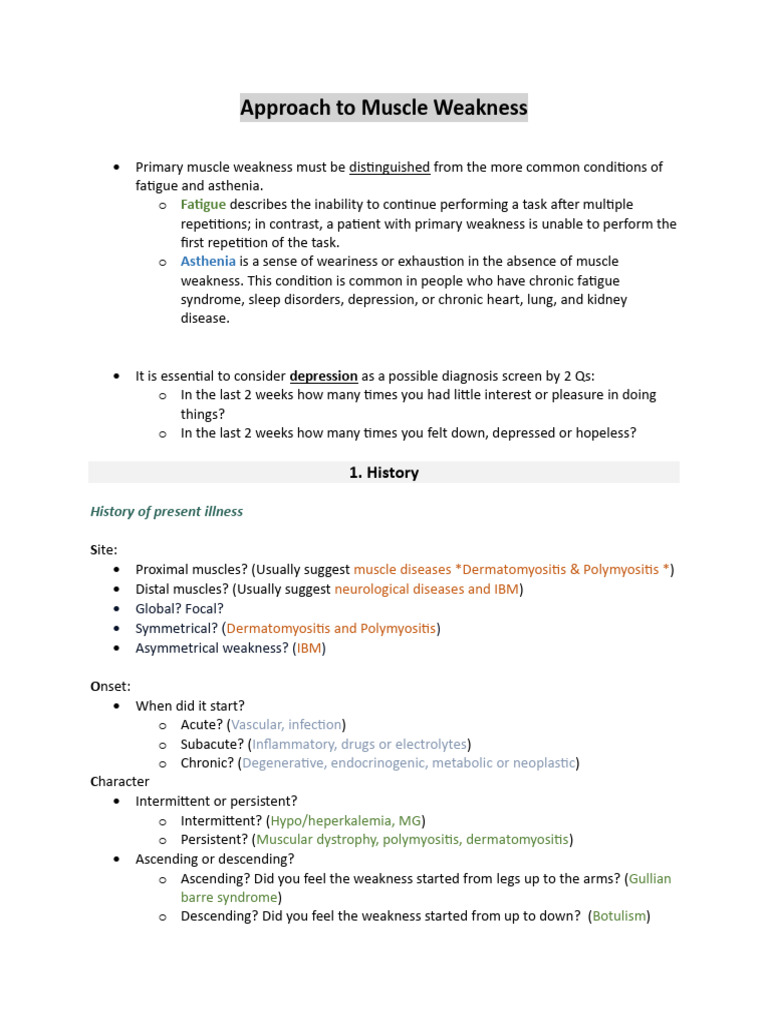Understanding Muscle Weakness Causes | PDF | Weakness | Medical Specialties