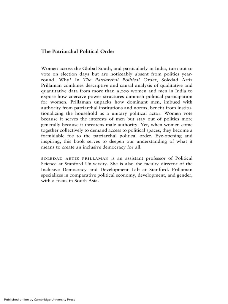 The Patriarchal Political Order | PDF | Patriarchy