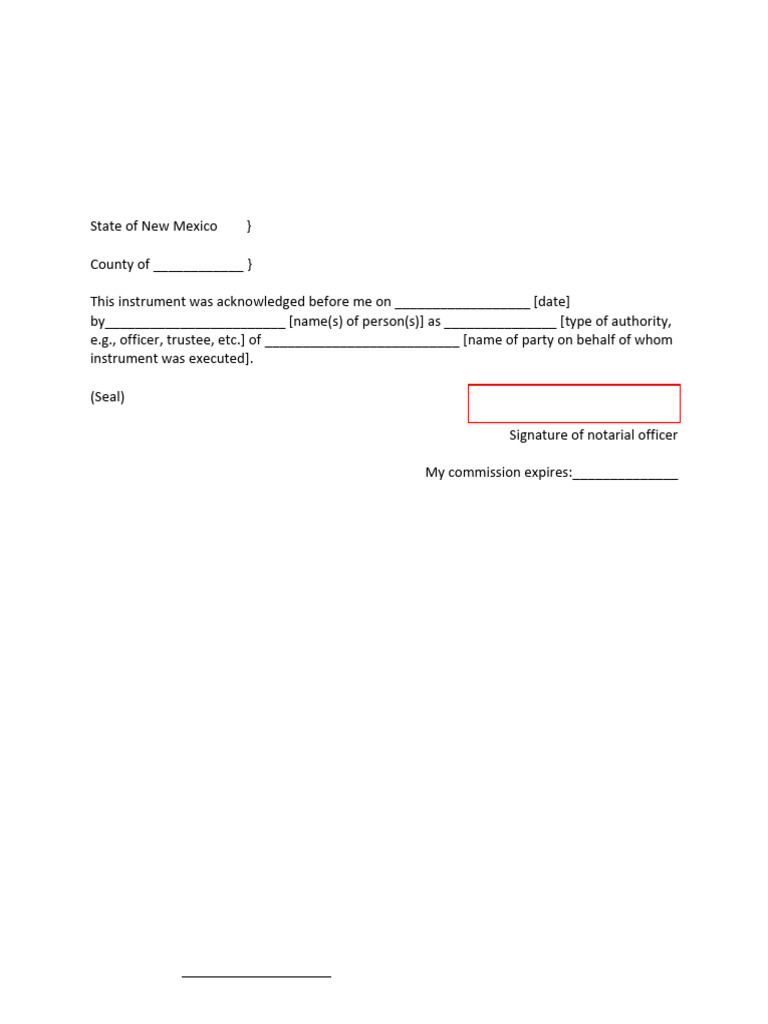 New mexico notary acknowledgement representative capacity pdf