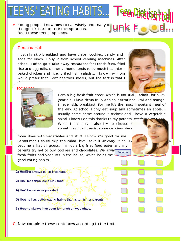 teens' eating habits | PDF | Meal | Lunch