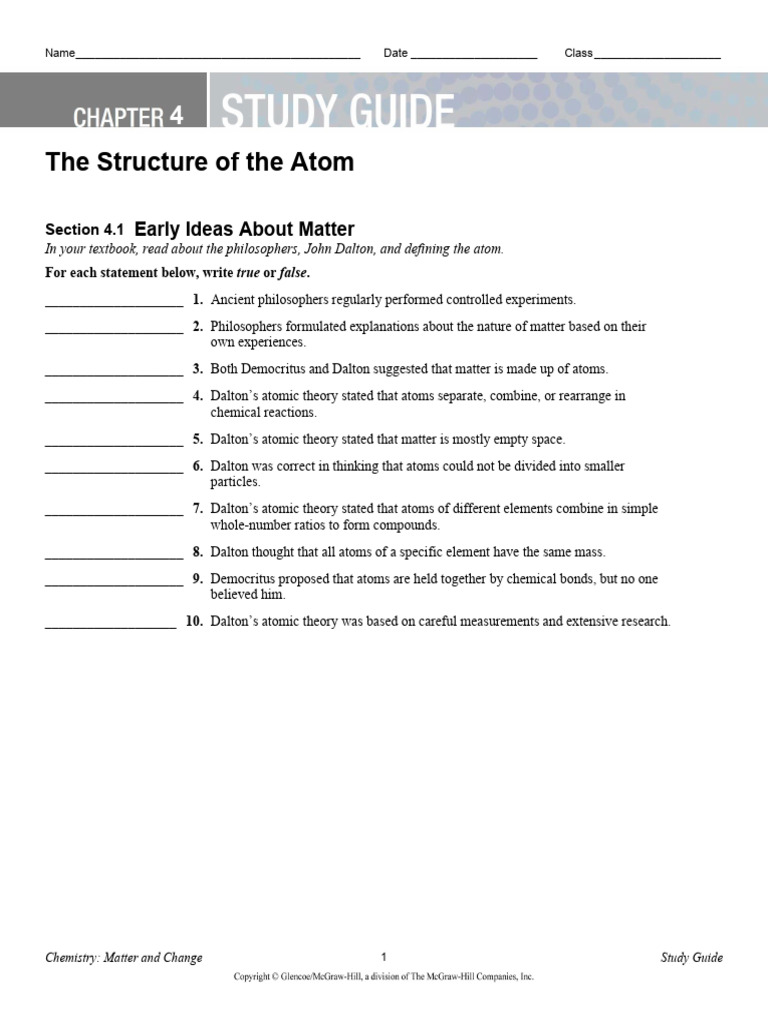 Study Guide The Structure of The Atom Teacher Editable | PDF | Atoms ...
