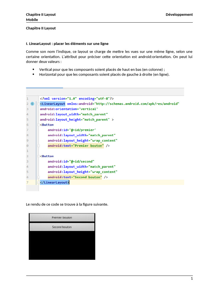 Utilisation de LinearLayout en Android | PDF | Mise en page | Android ...
