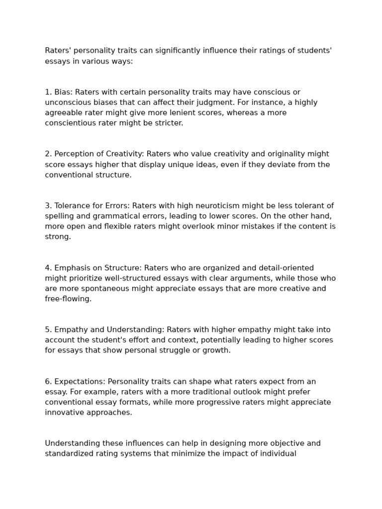 Impact of Raters' Traits on Essay Scores | PDF