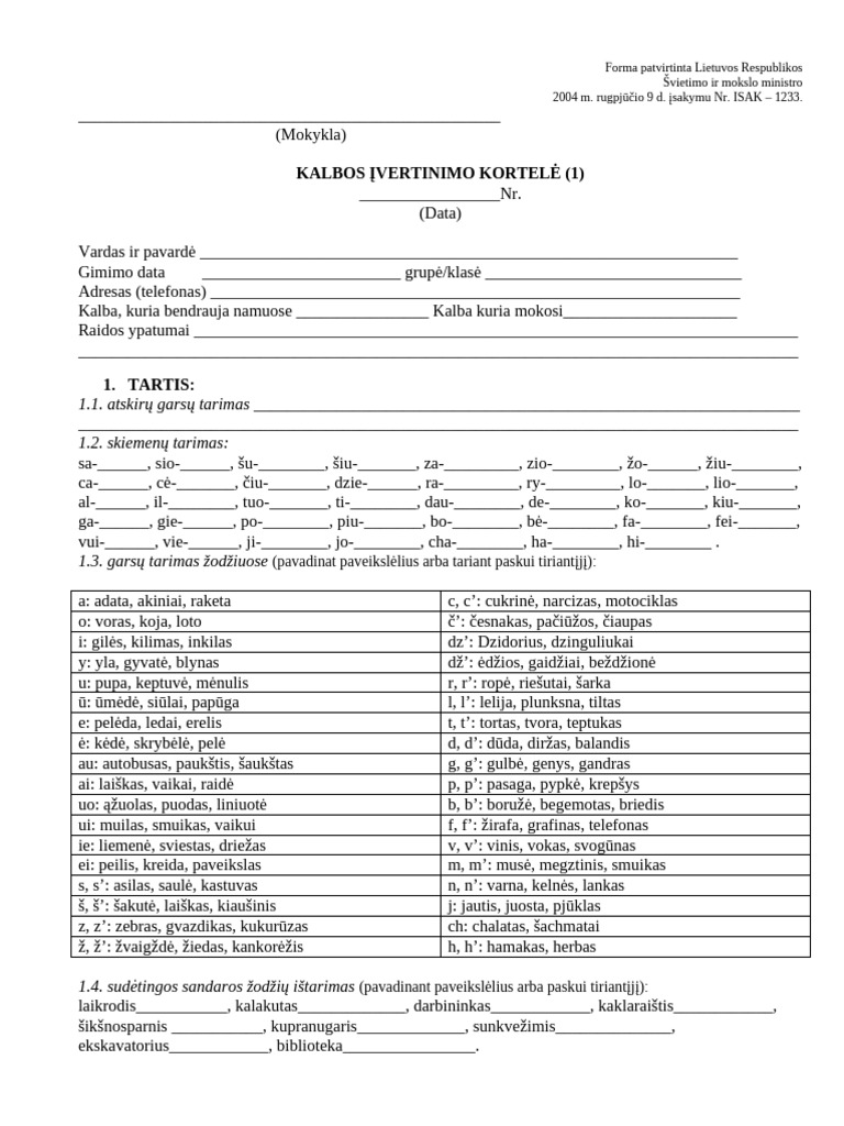 Kalbos - Kortele - 1 | PDF