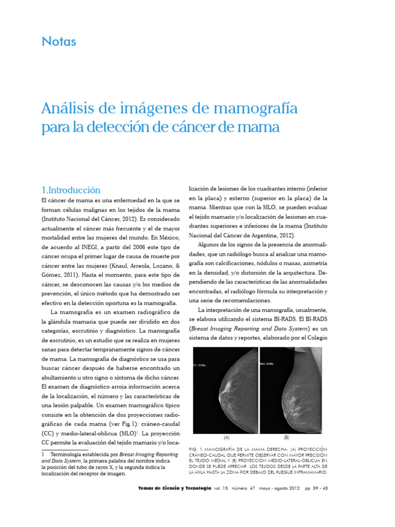 Analisis de Imagenes de MamogRAFIA | PDF | Mamografía | Cáncer de mama