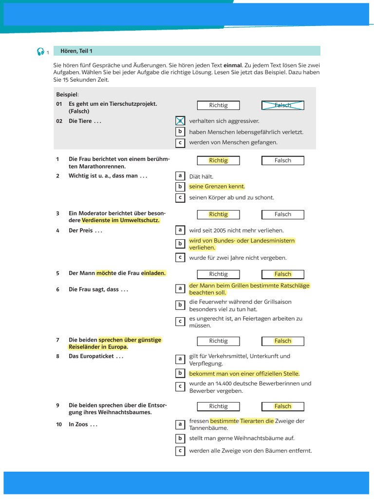 Goethe-Zertifikat B2 Simulation 2 (Hören) | PDF