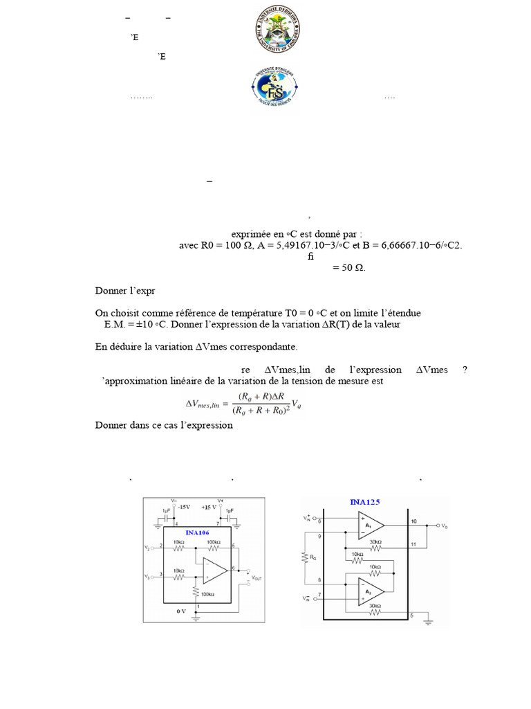 TD Capteurs Biomédicaux 2025 | PDF | Amplificateur électronique ...