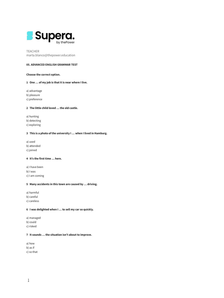C1+GRAMMAR+TEST+05 | PDF