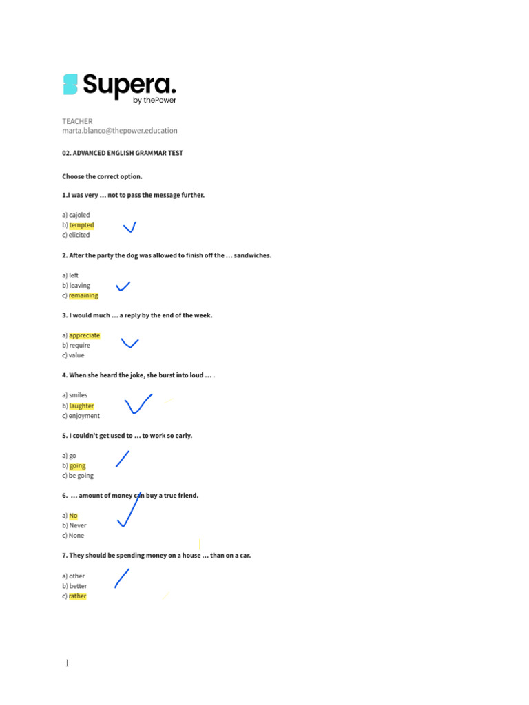 C1+GRAMMAR+TEST+02 | PDF