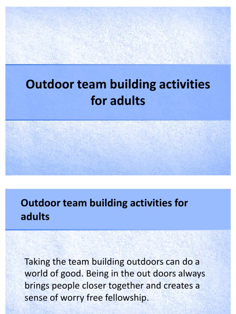 Outdoor Team Building Activities Guide | PDF | Team Building | Business