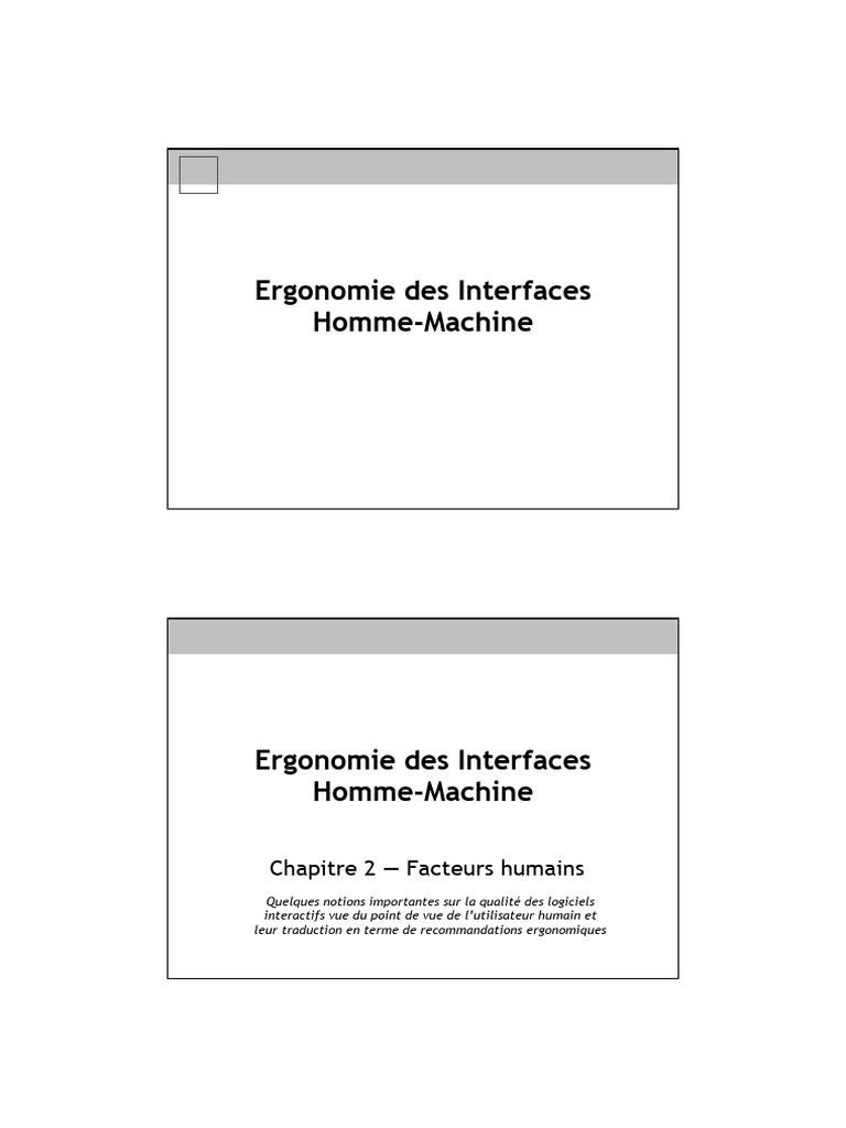 Ergonomie des Interfaces Homme-Machine | PDF | Interaction humain ...