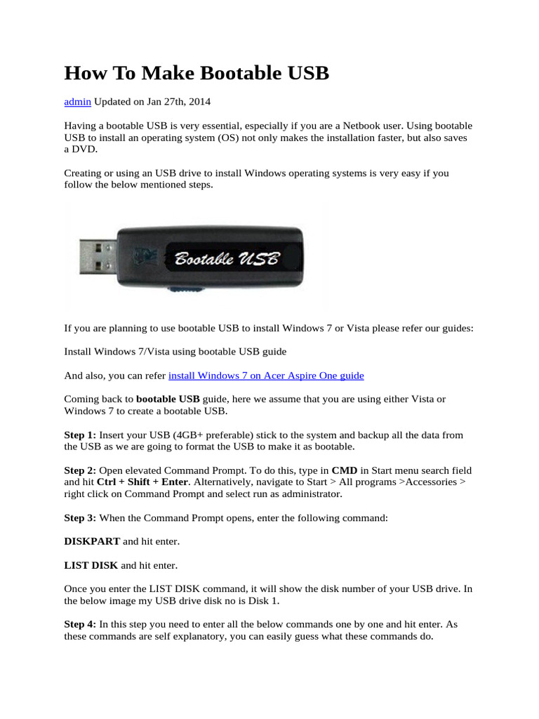 Create Bootable USB for Windows OS | PDF | Booting | System Software