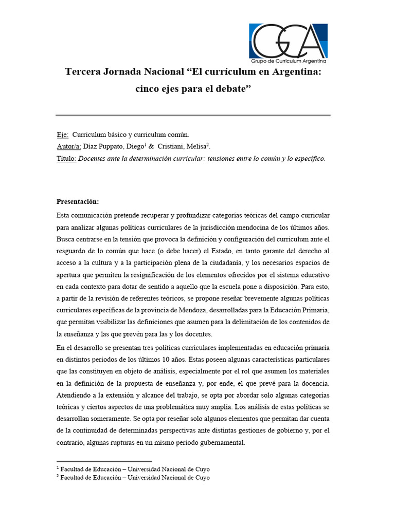 Curriculo en Argentina | PDF | Plan de estudios | Enseñando