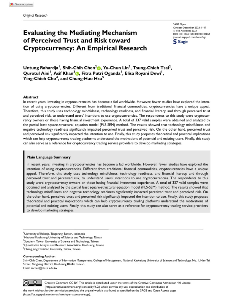 Evaluating The Mediating Mechanism of Perceived Trust and Risk Toward ...