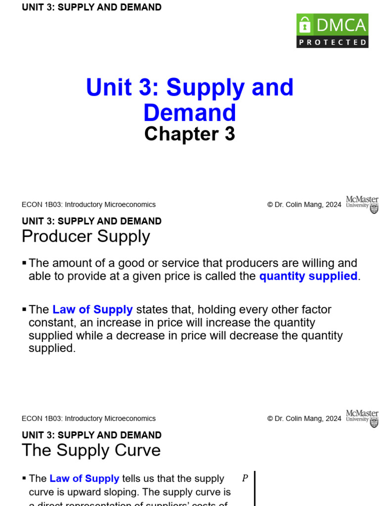 Unit 3 Supply And Demand Lecture Pdf Supply And Demand Demand