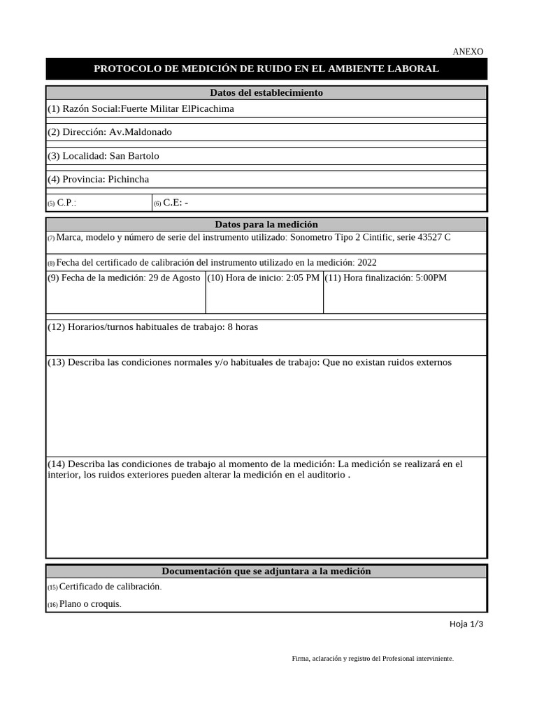 Protocolo de Ruido Gr1 | PDF | ruido