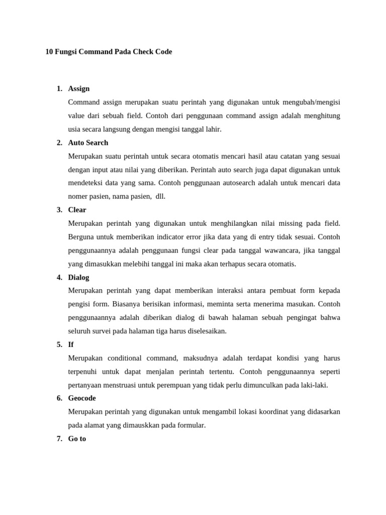 Fungsi Command Pada Check Code | PDF