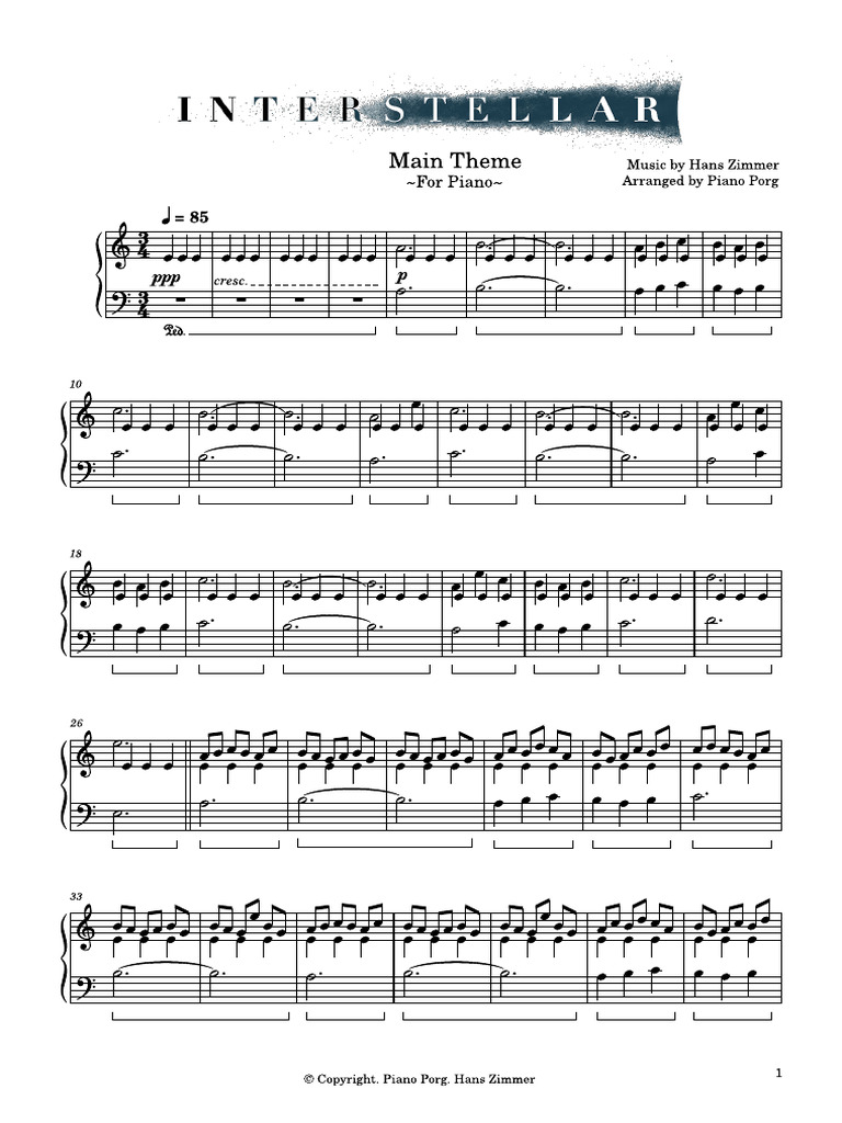 Interstellar Main Theme - Hans Zimmer | PDF