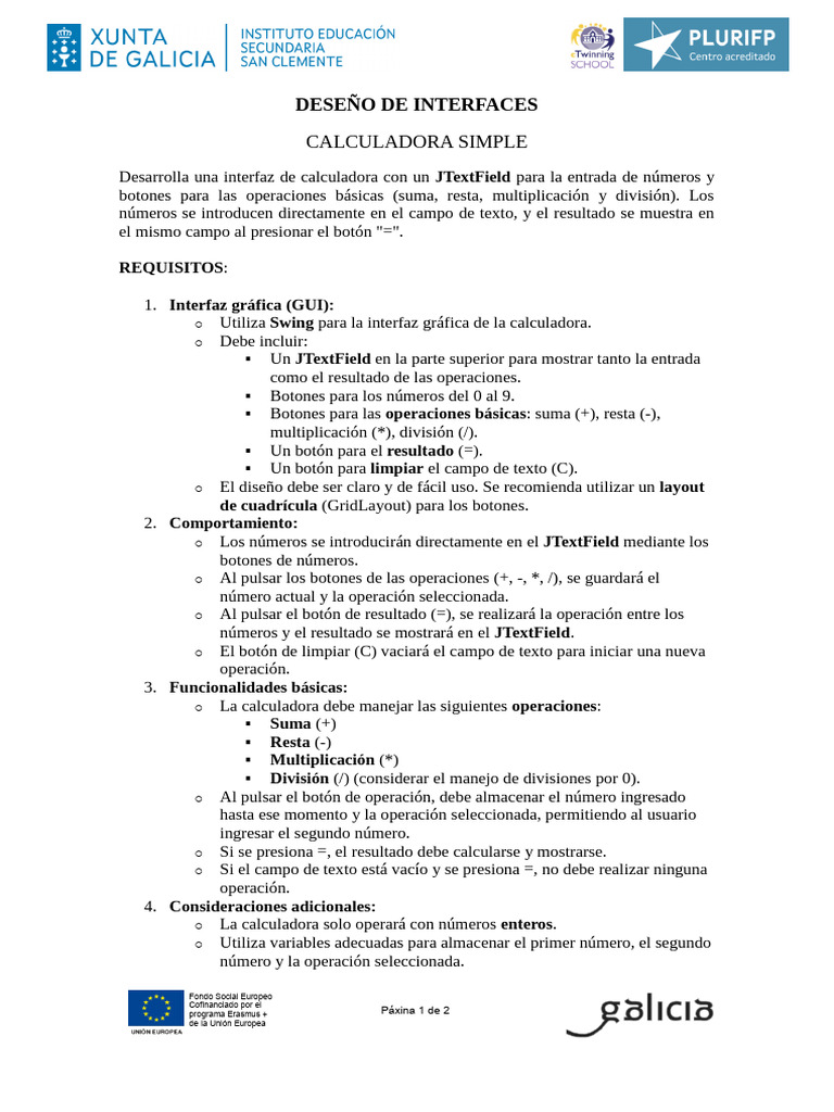 Interfaz de Calculadora Simple en Java | PDF | Interfaces gráficas de ...