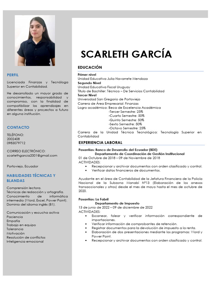 Perfil Profesional de Scarleth García | PDF