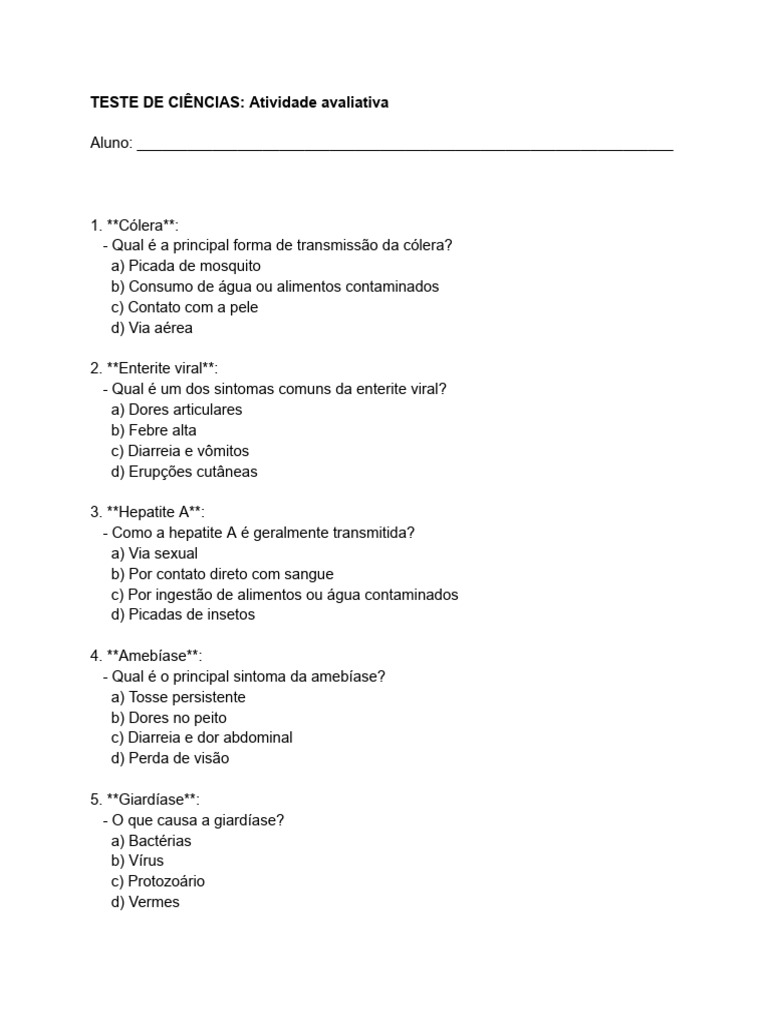 Questões 7 Ano Ciencias | PDF