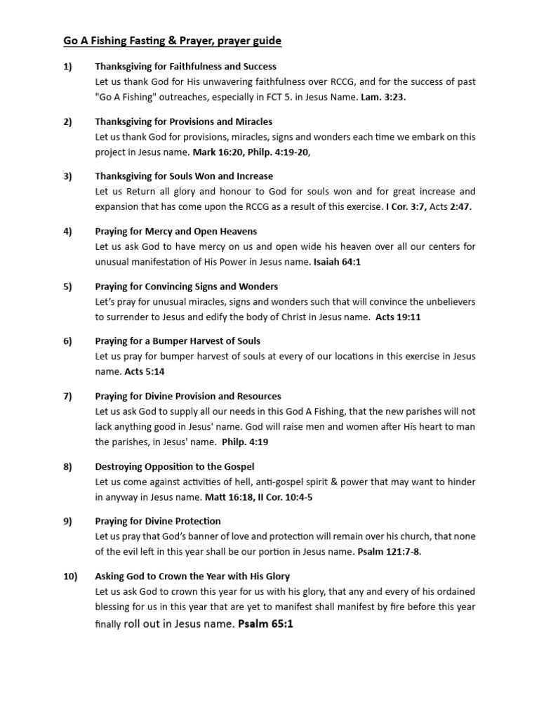 RCCG Fishing Fasting & Prayer Guide | PDF