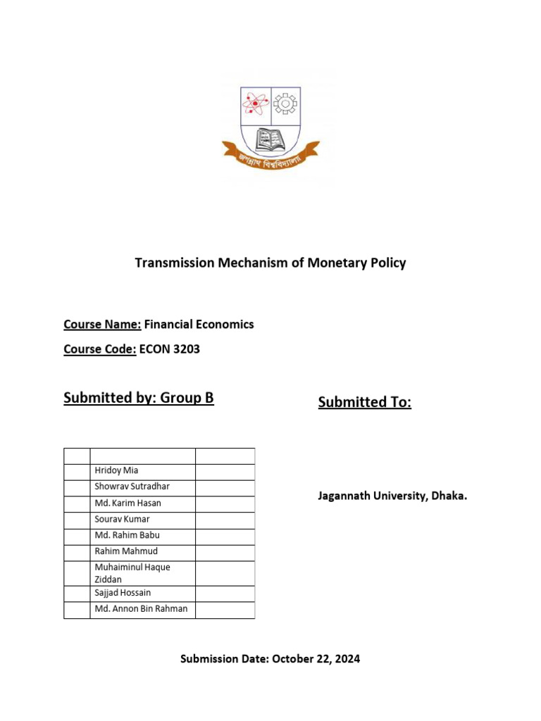 Transmission Mechanism of Monetary Policy | PDF | Monetary Policy ...