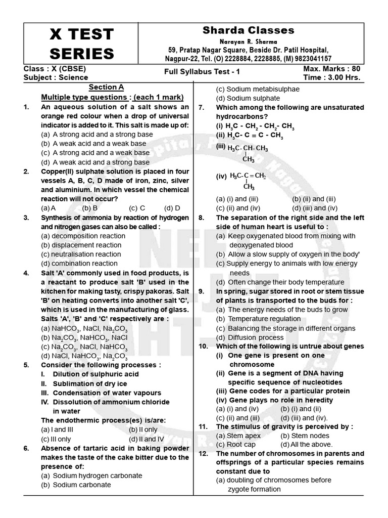 Maths Full Test 1 2024-25 | PDF | Rust | Gene