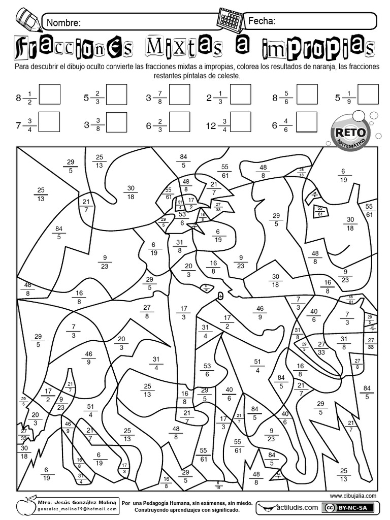 Ficha de Trabajo Fraccion Mixta A Impropia | PDF, image size:768x1024