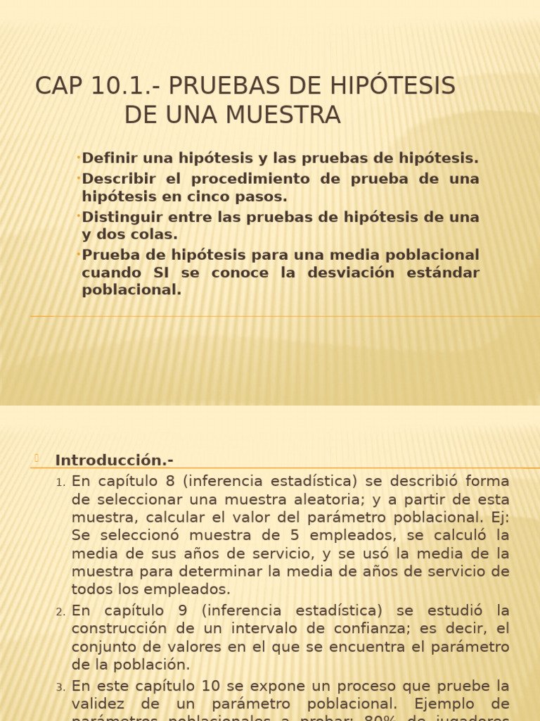 CAP 10.1a Prueba de hipótesis en cinco pasos de una o dos colas | PDF ...